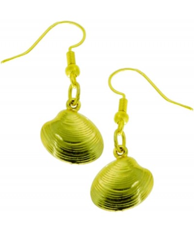 Clam Shell Seashell Earrings 3D GoldTone $15.66 Earrings