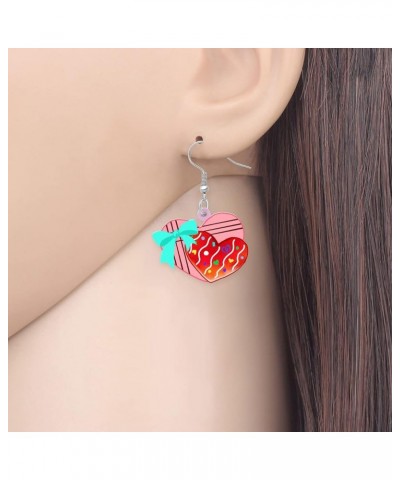 Acrylic Valentines Day Cute Love Heart Donuts Earrings Dangle Fashion Jewelry for Women Girls Kids Charm Gift Cherry Love Hea...