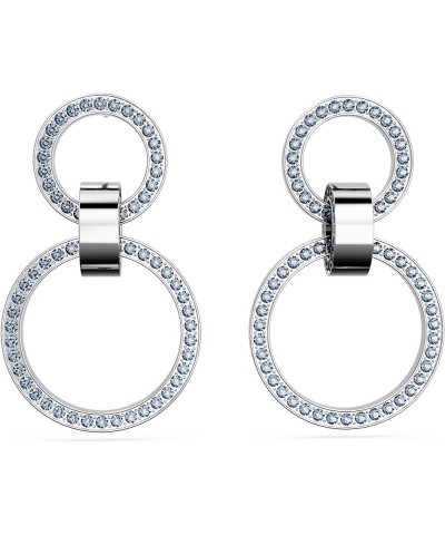 Hollow Collection Hoop Earrings Blue - Rhodium Finish $45.87 Earrings