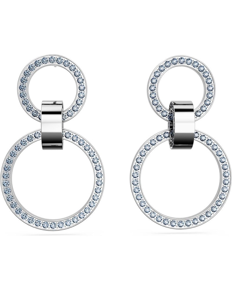 Hollow Collection Hoop Earrings Blue - Rhodium Finish $45.87 Earrings