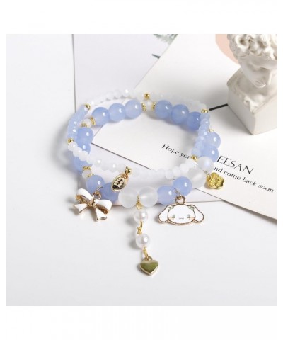 Kawaii Bracelets Set Crystal Beads Pearl Bracelets Cute Cartoon Elastic Beaded Bracelets for Girls Women Friendship Jewelry B...