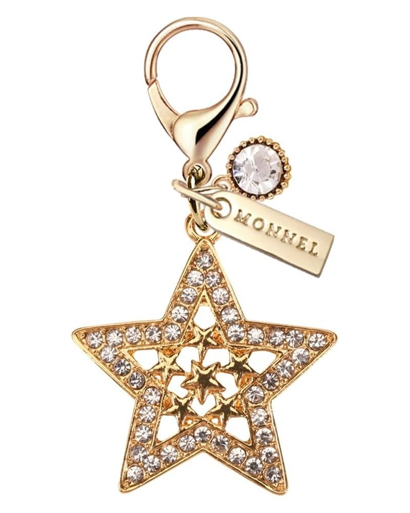 MC394 Crystal Little Star Lobster Clasp Charm for Women Girls with Velvet Bag (Gold,1 Piece) $8.09 Bracelets