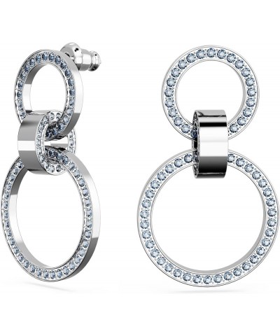 Hollow Collection Hoop Earrings Blue - Rhodium Finish $45.87 Earrings