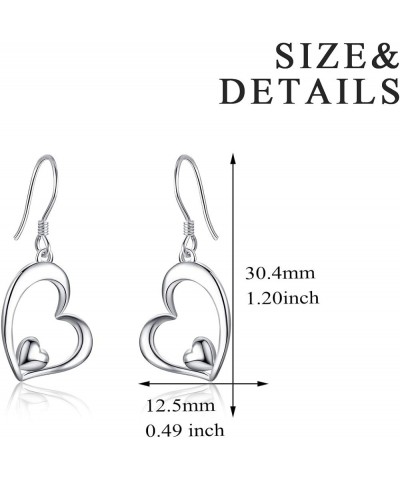 Sterling Silver Heart Dangle Drop Hooks Stud Earrings Heart Jewelry Gifts for Women Birthday A $18.80 Earrings