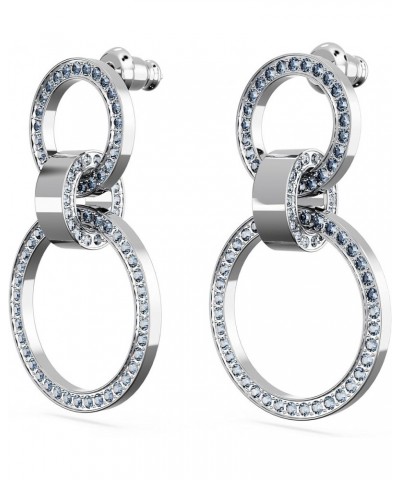 Hollow Collection Hoop Earrings Blue - Rhodium Finish $45.87 Earrings