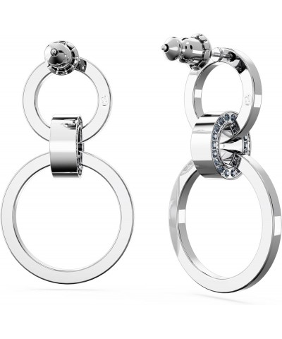 Hollow Collection Hoop Earrings Blue - Rhodium Finish $45.87 Earrings