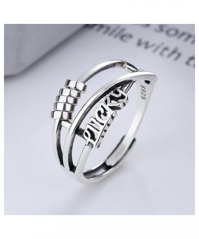 925 Sterling Silver Anti Anxiety Ring for Women Adjustable Fidget Rings with Spinner Beads Dainty Stress Relieving Ring Jewel...