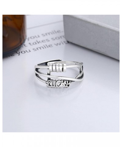 925 Sterling Silver Anti Anxiety Ring for Women Adjustable Fidget Rings with Spinner Beads Dainty Stress Relieving Ring Jewel...