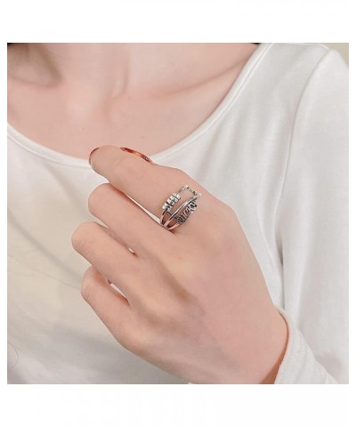 925 Sterling Silver Anti Anxiety Ring for Women Adjustable Fidget Rings with Spinner Beads Dainty Stress Relieving Ring Jewel...