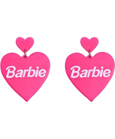 Lovely Cartoon Drop Dangle Earrings for Women Girls Double Heart/Fashion Boots/Pink Girl Lightweight Snap Earrings Pink Barbi...