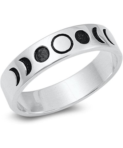 Lunar Moon Phases Science Space Nature Ring .925 Sterling Silver Band Sizes 4-10 $13.71 Rings