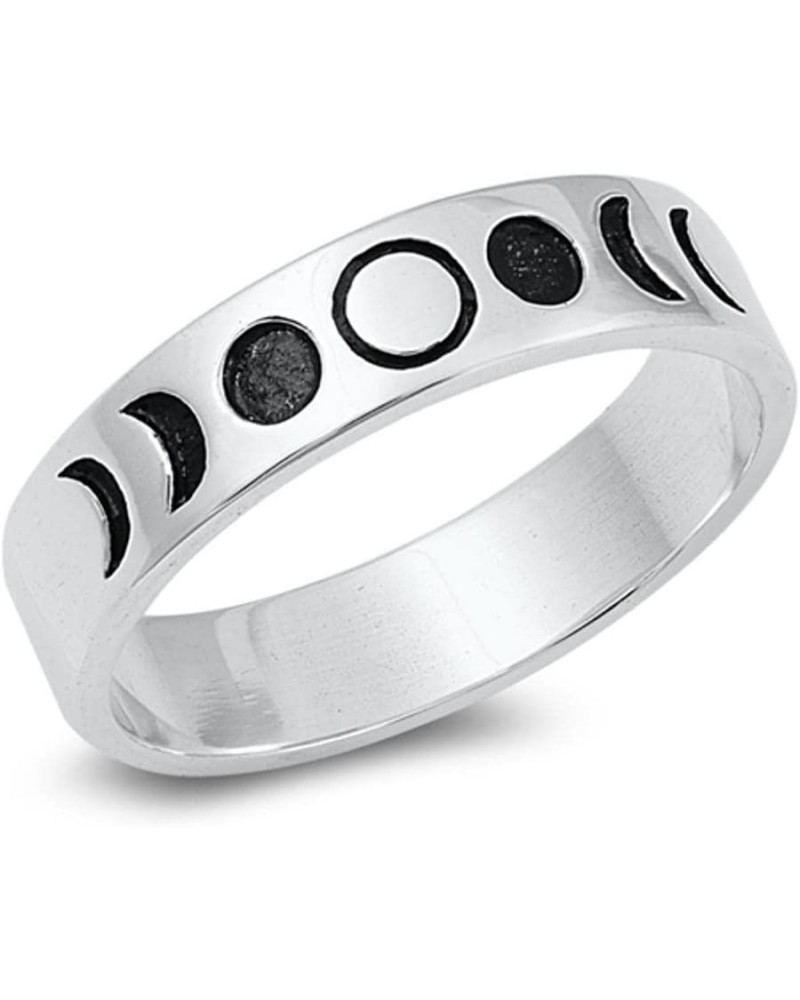 Lunar Moon Phases Science Space Nature Ring .925 Sterling Silver Band Sizes 4-10 $13.71 Rings