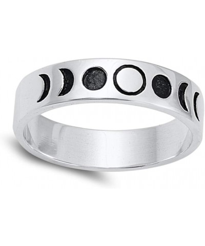 Lunar Moon Phases Science Space Nature Ring .925 Sterling Silver Band Sizes 4-10 $13.71 Rings