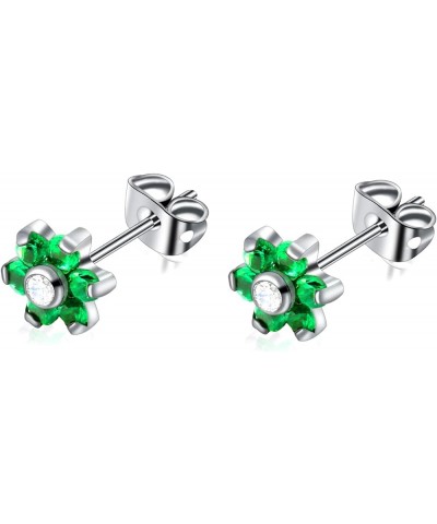 Titanium Cubic Zirconia CZ Stud Earrings Labret Flower Earrings for Sensitive Ear Hypoallergenic Nickel Free Ear Stud 18g Cry...