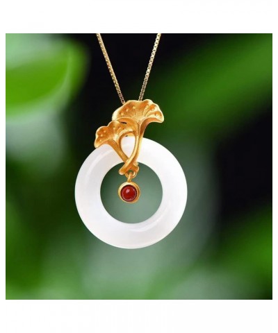 Nephrite White Jade Necklace for Women Gold Plated 925 Sterling Sliver Natural Jade Necklace Jade Jewelry for Wife Girls Mom ...