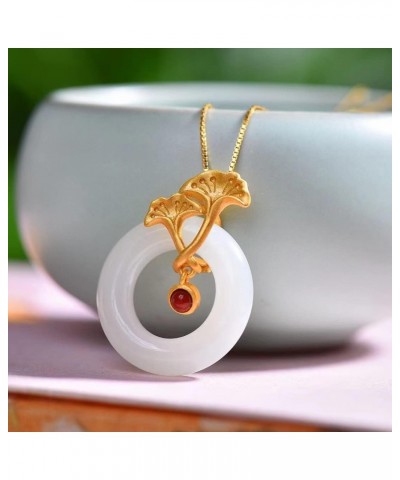 Nephrite White Jade Necklace for Women Gold Plated 925 Sterling Sliver Natural Jade Necklace Jade Jewelry for Wife Girls Mom ...