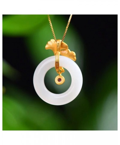 Nephrite White Jade Necklace for Women Gold Plated 925 Sterling Sliver Natural Jade Necklace Jade Jewelry for Wife Girls Mom ...