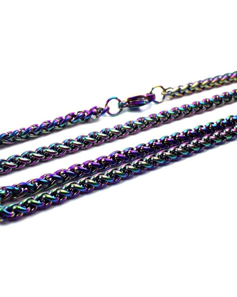 Spiga Wheat Chain Necklace Rainbow Stainless Stainless Steel 3mm 16-36-Inch 22-inch length $12.95 Necklaces