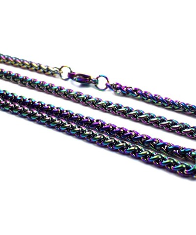 Spiga Wheat Chain Necklace Rainbow Stainless Stainless Steel 3mm 16-36-Inch 22-inch length $12.95 Necklaces