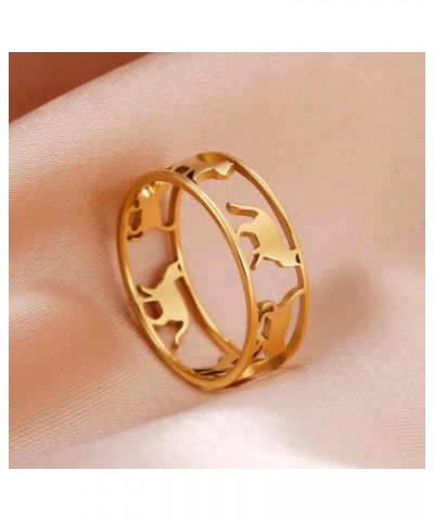 Walking Cats Rings Stainless Steel Women's Cute Kitten Ring Trend Animal Jewelry Valentine's Day Gift Gold-10 $7.41 Rings