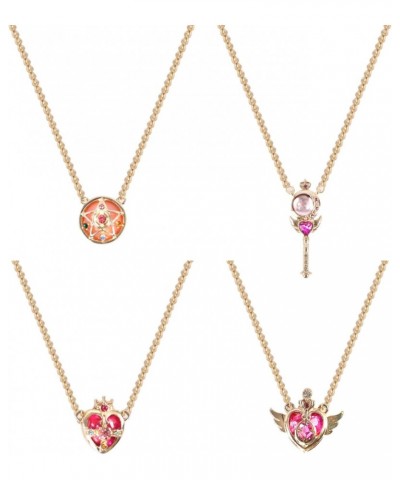 4 Pcs Anime Necklace - Pink Magic Stick Gold Necklace for Women's Day Valentine's Day Birthday $9.17 Necklaces