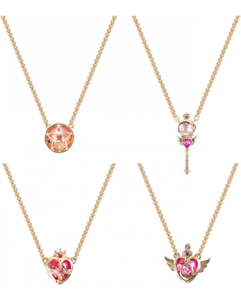 4 Pcs Anime Necklace - Pink Magic Stick Gold Necklace for Women's Day Valentine's Day Birthday $9.17 Necklaces