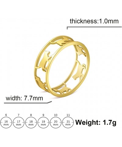 Walking Cats Rings Stainless Steel Women's Cute Kitten Ring Trend Animal Jewelry Valentine's Day Gift Gold-10 $7.41 Rings