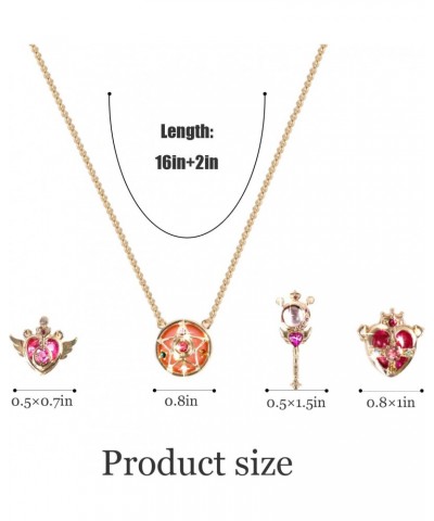 4 Pcs Anime Necklace - Pink Magic Stick Gold Necklace for Women's Day Valentine's Day Birthday $9.17 Necklaces