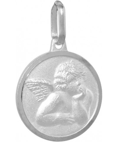 15mm Small Sterling Silver Guardian Angel Medal Necklace 5/8 inch Round Nickel Free Italy 16-30 inch with 20 Inch Box_Chain $...