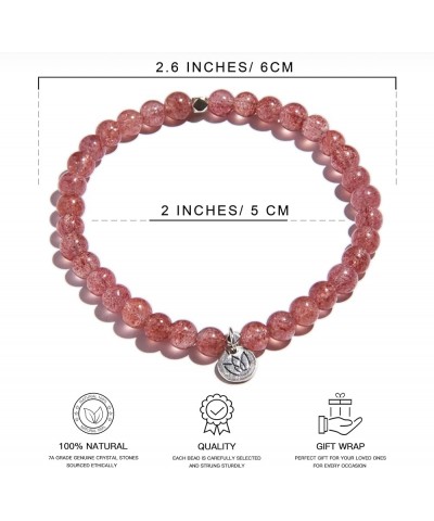 Natural AAA-Grade Crystal Gemstone Beaded Bracelet 5mm (0.2'') beads | 925 Sterling Silver Lotus Charm | Healing Energy Charg...