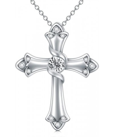 Moissanite Diamond Cross Necklace for Women 18K Gold Plated Sterling Silver Crucifix Cross Pendant Necklace Faith Jewelry Ann...