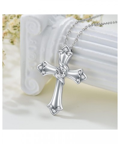 Moissanite Diamond Cross Necklace for Women 18K Gold Plated Sterling Silver Crucifix Cross Pendant Necklace Faith Jewelry Ann...