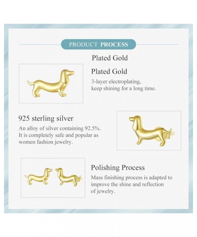 925 Sterling Silver Cute Dachshund Stud Earrings Puppy Dog Earrings for Women Animal Hypoallergenic Earrings Fine Jewelry Gol...