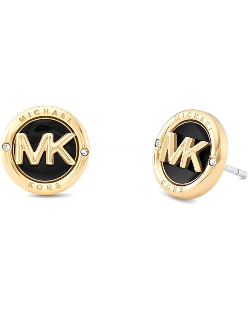 Gold-Tone Stud Earrings for Women Stainless Steel Earrings Jewelry for Women Gold/Black MK Logo $34.78 Earrings