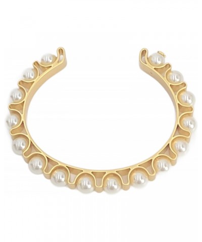 143339 Britten Rolled Brass/Cream Pearl Women's Pearl Cuff Bracelet One Size Fits All $40.80 Bracelets