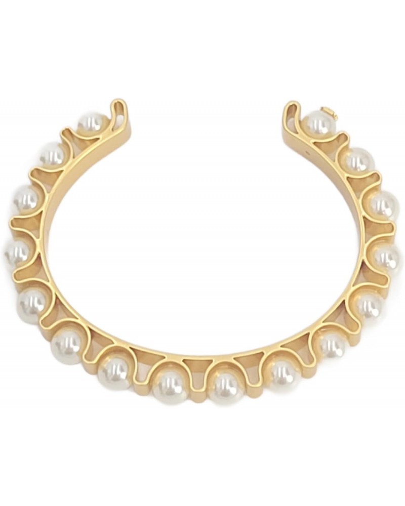 143339 Britten Rolled Brass/Cream Pearl Women's Pearl Cuff Bracelet One Size Fits All $40.80 Bracelets