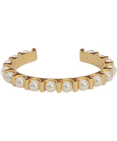 143339 Britten Rolled Brass/Cream Pearl Women's Pearl Cuff Bracelet One Size Fits All $40.80 Bracelets