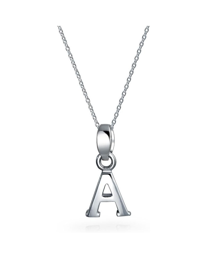 ABC Capital Block Letter Alphabet A-Z Initial Pendant Necklace For Teen For Women .925 Sterling Silver Silver A $18.23 Necklaces