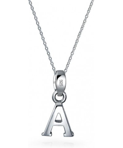 ABC Capital Block Letter Alphabet A-Z Initial Pendant Necklace For Teen For Women .925 Sterling Silver Silver A $18.23 Necklaces