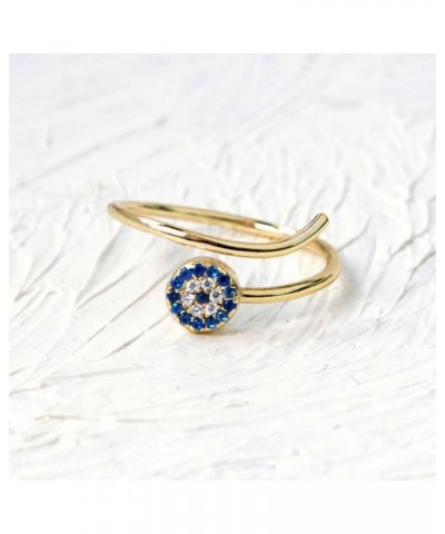 Minimalist CZ 1MM Band Stackable Midi Knuckle Evil Eye Ring 14K Gold Plated .925 Sterling Silver For Women Adjustable Gold $1...