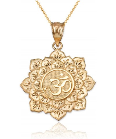 14K Yellow Gold Om Lotus Mandala Pendant Necklace 20 $69.65 Necklaces