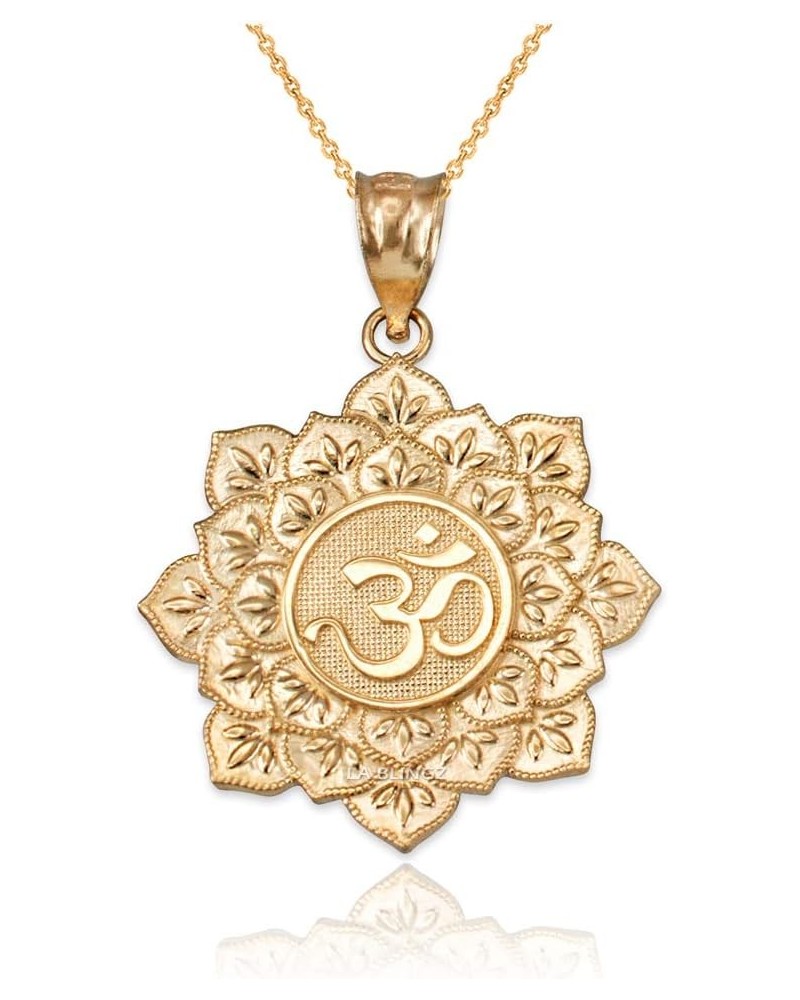 14K Yellow Gold Om Lotus Mandala Pendant Necklace 20 $69.65 Necklaces