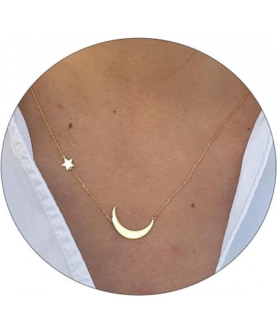 Gold Necklace for Women Moon and Star Necklace Dainty David Star Pendant Necklace 14k Gold/Silver Crescent Moon Necklace Simp...