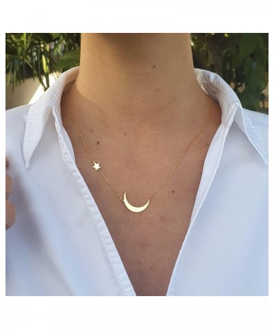 Gold Necklace for Women Moon and Star Necklace Dainty David Star Pendant Necklace 14k Gold/Silver Crescent Moon Necklace Simp...