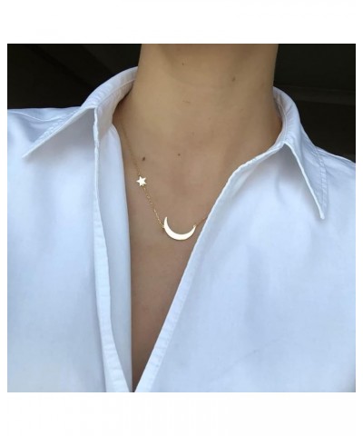 Gold Necklace for Women Moon and Star Necklace Dainty David Star Pendant Necklace 14k Gold/Silver Crescent Moon Necklace Simp...