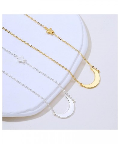 Gold Necklace for Women Moon and Star Necklace Dainty David Star Pendant Necklace 14k Gold/Silver Crescent Moon Necklace Simp...