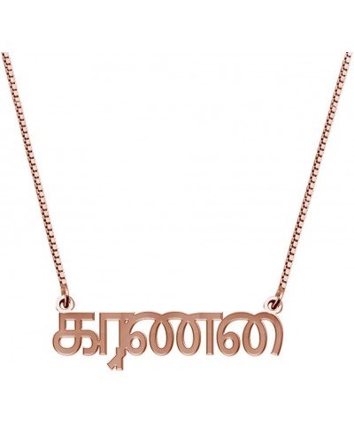 Personalized Sterling Silver Tamil Nameplate Necklace Custom with Any Name Rose Gold $19.51 Necklaces