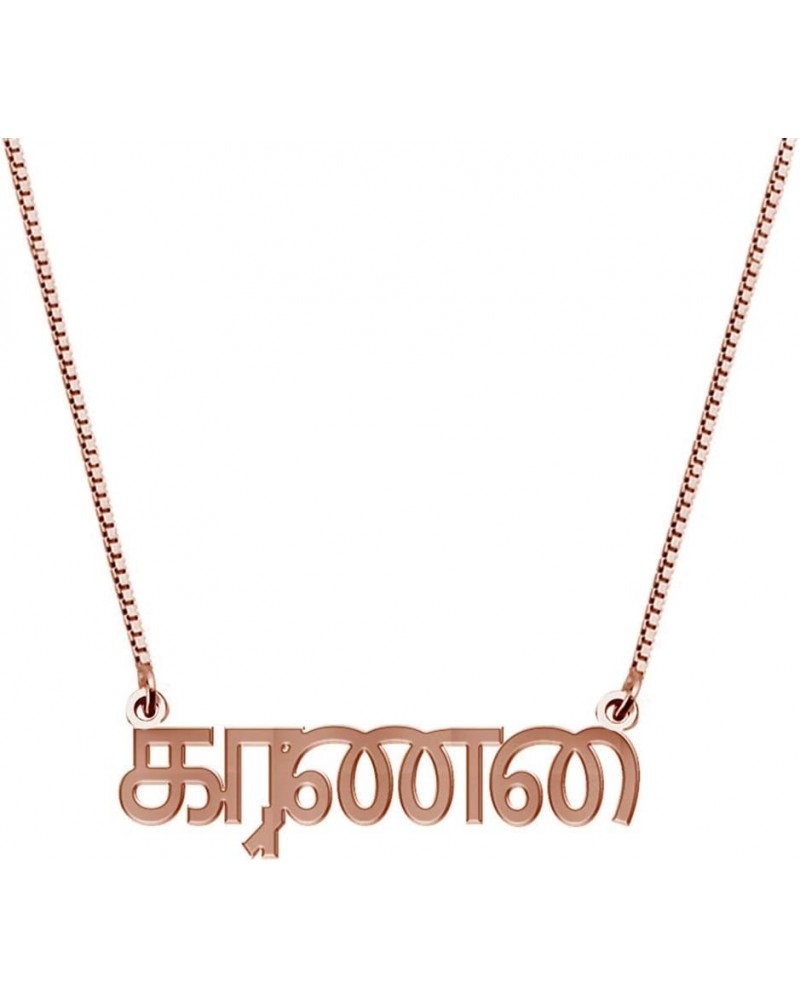 Personalized Sterling Silver Tamil Nameplate Necklace Custom with Any Name Rose Gold $19.51 Necklaces