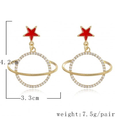 Planet Pendant Earrings Star Stud Earrings Rhinestone Saturn Dangle&Drop Earrings for Women Girls Jewelry Red Star $8.24 Earr...