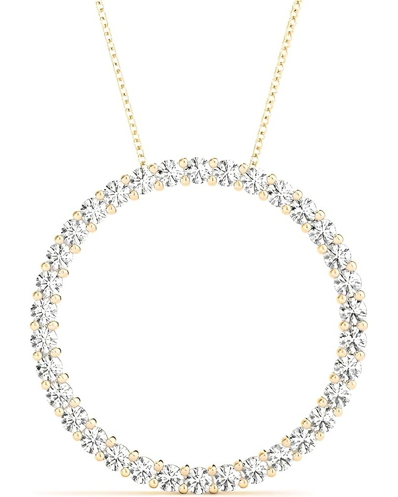 Circle Diamond Pendant Necklace for Women with 0.24-2.97 CTW Lab-Grown Diamond Pendant in 14K Real Gold with Adjustable 16-18...